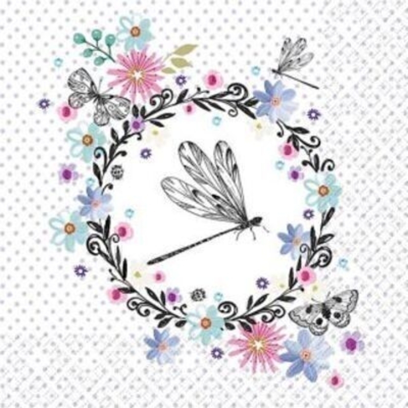 Dragonfly Butterfly and Flower Design Laurine Paper Na